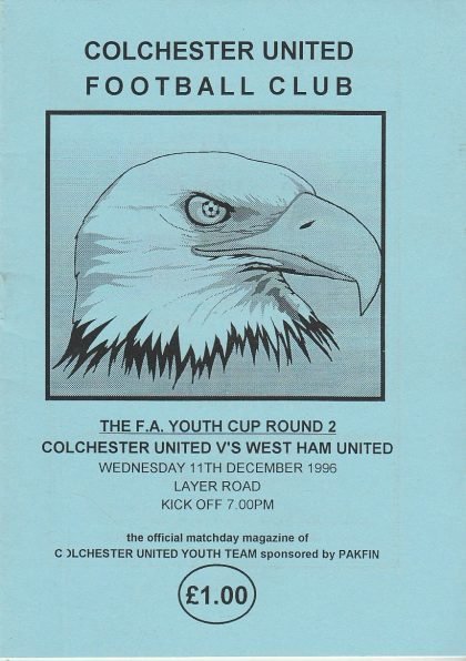 Colchester United Youth v West Ham United Youth 11-Dec-1996