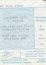 Coventry City v Arsenal 11-Sep-1982
