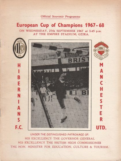 Hibernians (Malta) v Manchester United  27-Sep-1967