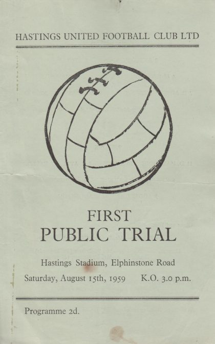 Blues v Claret & Blues Hastings United 15-Aug-1959