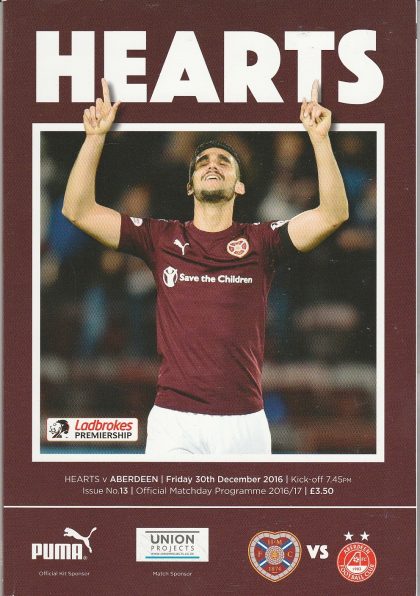 Heart of Midlothian v Aberdeen  30-Dec-2016