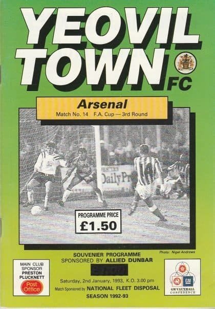Yeovil Town v Arsenal 02-Jan-1993