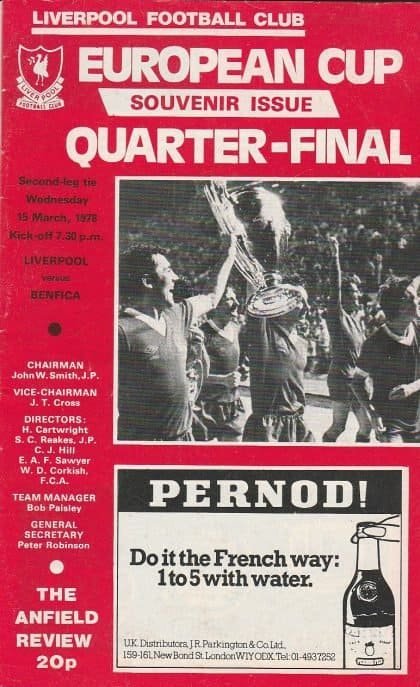 Liverpool v Benfica 18-Mar-1978