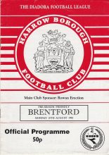 Harrow Borough v Brentford  10-Aug-1992