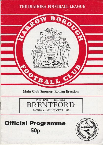 Harrow Borough v Brentford  10-Aug-1992