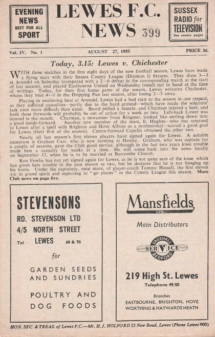 Lewes v Chichester City  27-Aug-1955