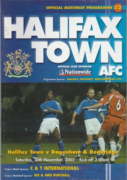 Halifax Town v Dagenham & Redbridge  30-Nov-2002