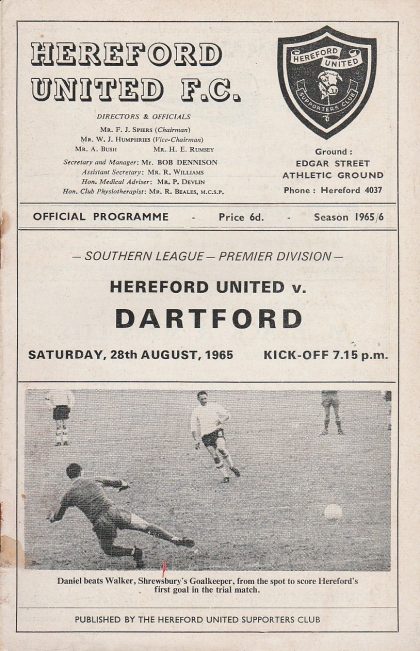 Hereford United v Dartford 28-Aug-1965
