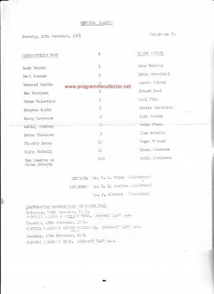 Huddersfield Town Reserves v Leeds United Reserves 10-Nov-1981