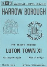 Harrow Borough v Luton Town XI  20-Aug-1985