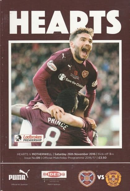 Heart of Midlothian v Motherwell   26-Nov-2016