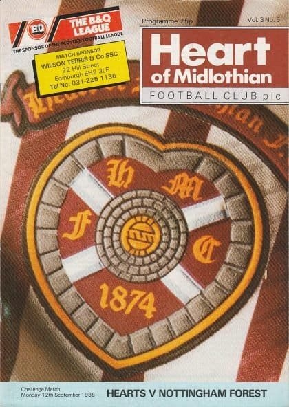Heart of Midlothian v Nottingham Forest  12-Sep-1988