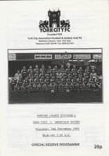 York City Reserves v Sheffield United Reserves 02-Sep-1993