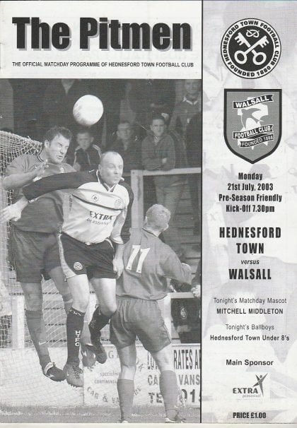 Hednesford Town v Walsall 30-Jul-2002