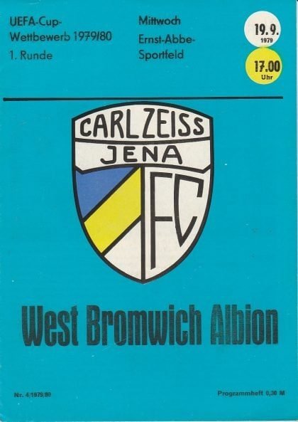 Carl Zeiss Jena vs West Bromwich Albion   19-Sep-1979