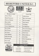 Hereford United v Exeter City 01-Mar-1997