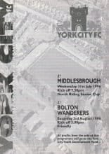 York City v Middlesbrough 31-Jul-1996