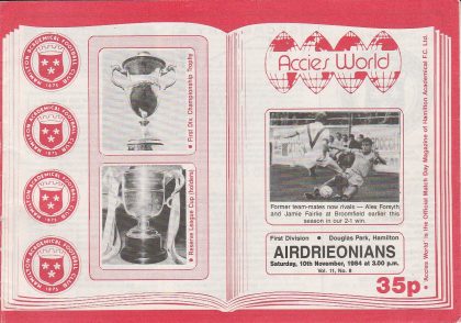 Hamilton Academicals v Airdrieonians  10-Nov-1984