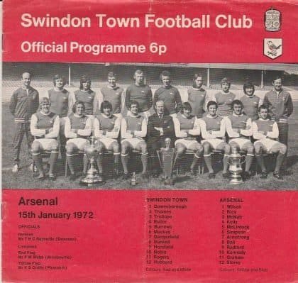 Swindon Town v Arsenal  15-Jan-1972