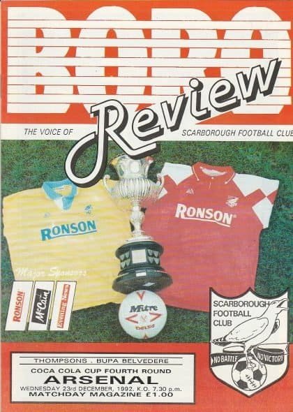Scarborough v Arsenal  23-Dec-1992