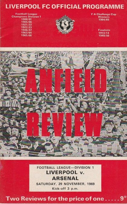 Liverpool v Arsenal  29-Nov-1969