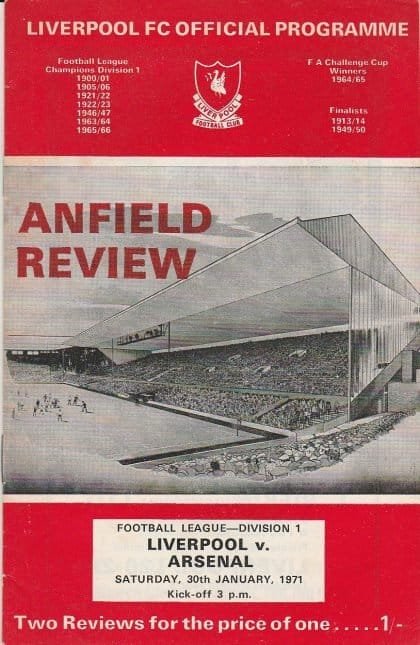 Liverpool v Arsenal 30-Jan-1971