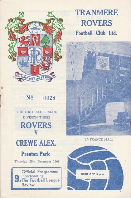 Tranmere Rovers v Crewe Alexandra 20-Dec-1968