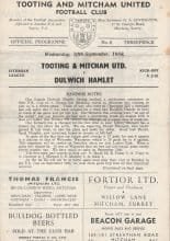 Tooting & Mitcham United v Dulwich Hamlet 10-Sep-1958