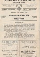 Tooting & Mitcham United v Kingstonian 25-Oct-1958
