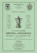 Gretna v Bolton Wanderers  16-Nov-1991