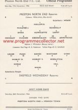 Preston North End Reserves v Sheffield Wednesday Reserves 19-Nov-1966