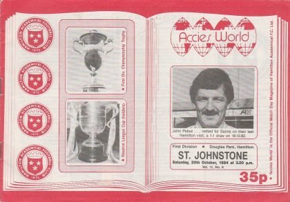 Hamilton Academical v St Johnstone  20-Oct-1984