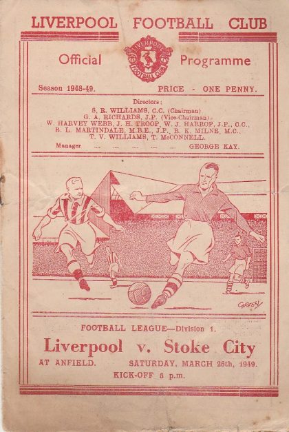 Liverpool v Stoke City  25-Mar-1949