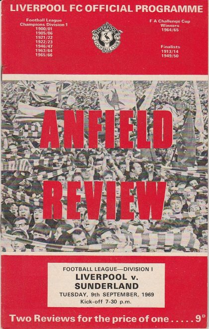 Liverpool v Sunderland   09-Sep-1969