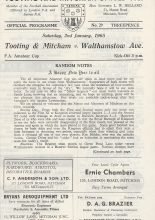 Tooting & Mitcham United v Walthamstowe Avenue 02-Jan-1965