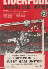 Liverpool v West Ham United 07-Dec-1968