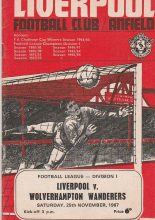 Liverpool v Wolverhampton Wanderers  25-Nov-1967