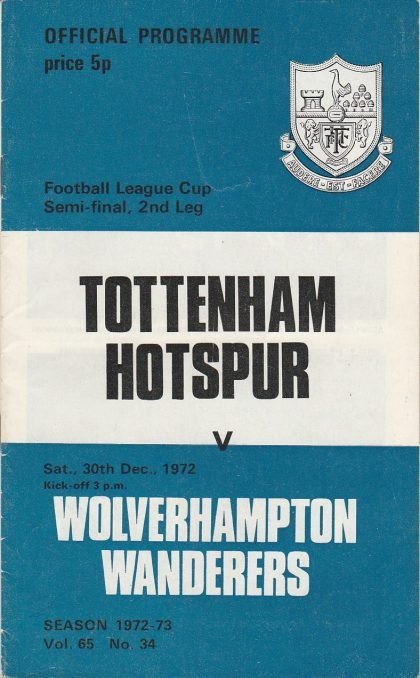 Tottenham Hotspur v Wolverhampton Wanderers 30-Dec-1972