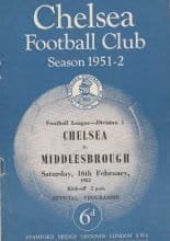 Chelsea v Middlesbrough  16-Feb-1952