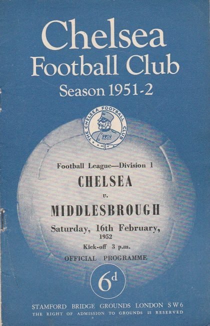 Chelsea v Middlesbrough  16-Feb-1952