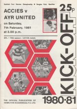 Hamilton Academicals v Ayr United  07-Feb-1981