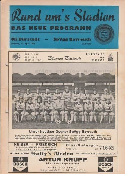 Oli Bürstadt v Sp Vgg Bayreuth   13-Apr-1978