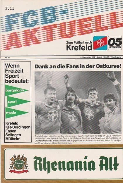 Bayer 05 Uerdingen v VFL Bochum  08-Nov-1986