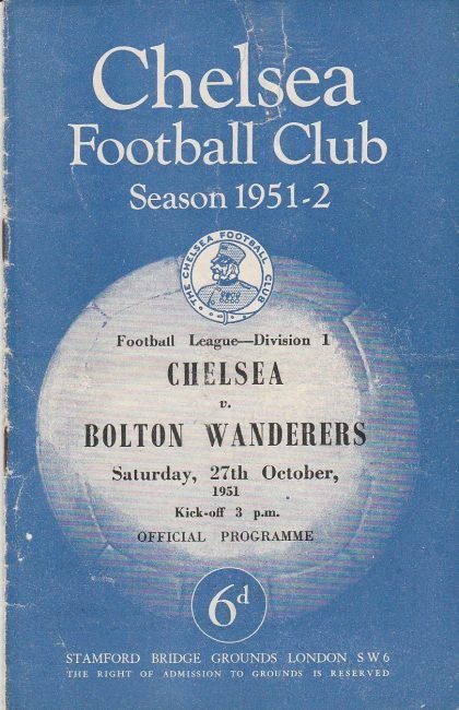 Chelsea v Bolton Wanderers 27-Oct-1951
