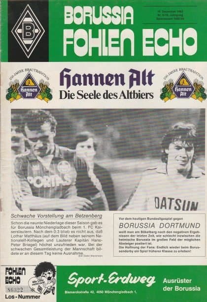 Borussia Monchengladbach v Borussia Dortmund  10-Dec-1982