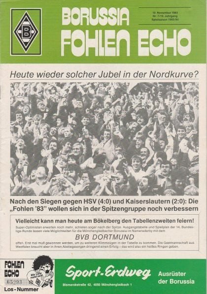 Borussia Monchengladbach v Borussia Dortmund 12-Nov-1983
