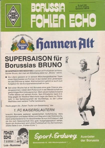 Borussia Monchengladbach v 1FC Kaiserslautern  28-Apr-1984