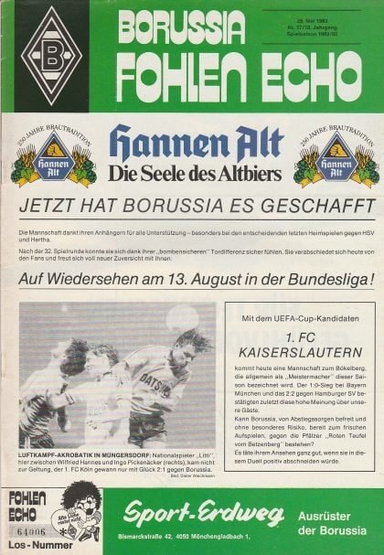 Borussia Monchengladbach v 1FC Kaiserslautern  28-May-1983