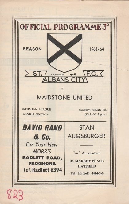 St Albans City v Maidstone United  04-Jan-1964
