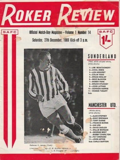 Sunderland v Manchester United 27-Dec-1969
